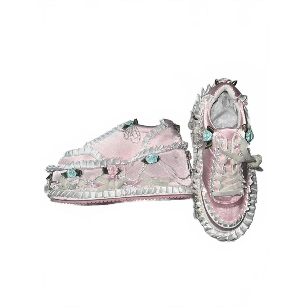 Dolls Kill Pink and White Ruffled CAKE QUEEN Sneakers